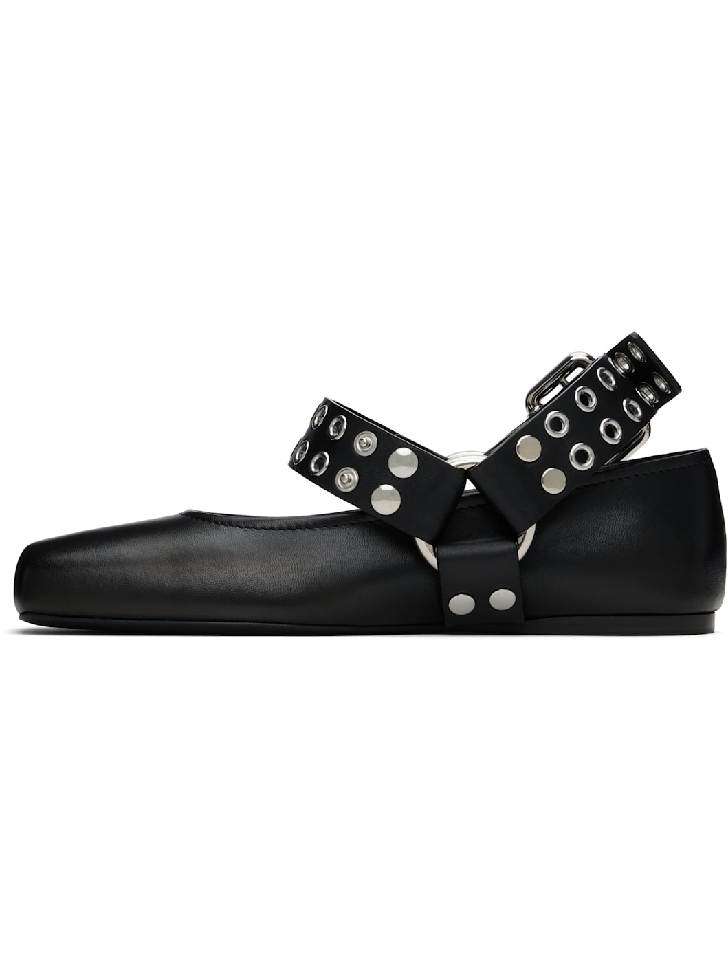 Black Biker Ballerina Flats - 3