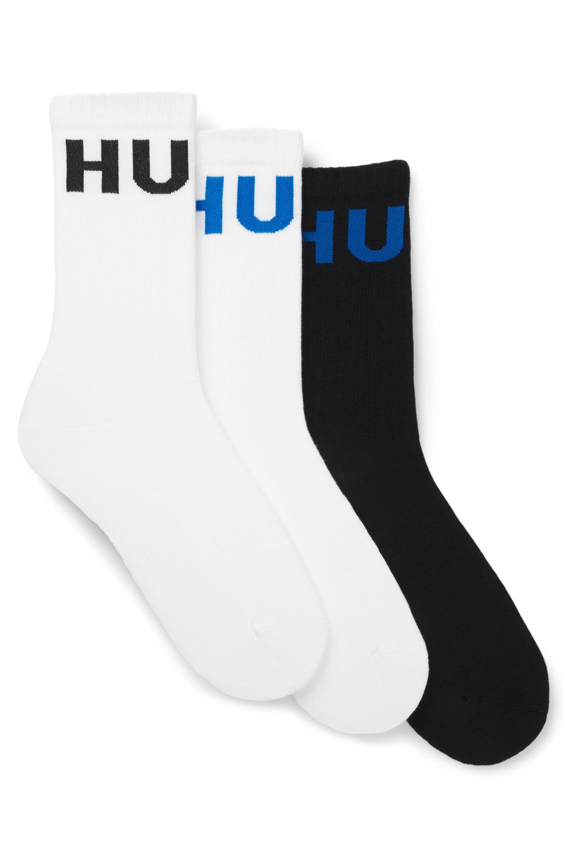 THREE-PACK OF RIBBED SHORT SOCKS WITH LOGOS 1