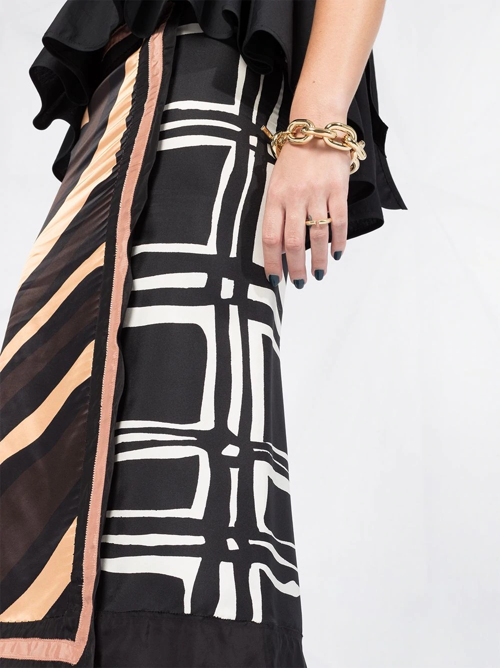 geometric print wrap skirt - 3