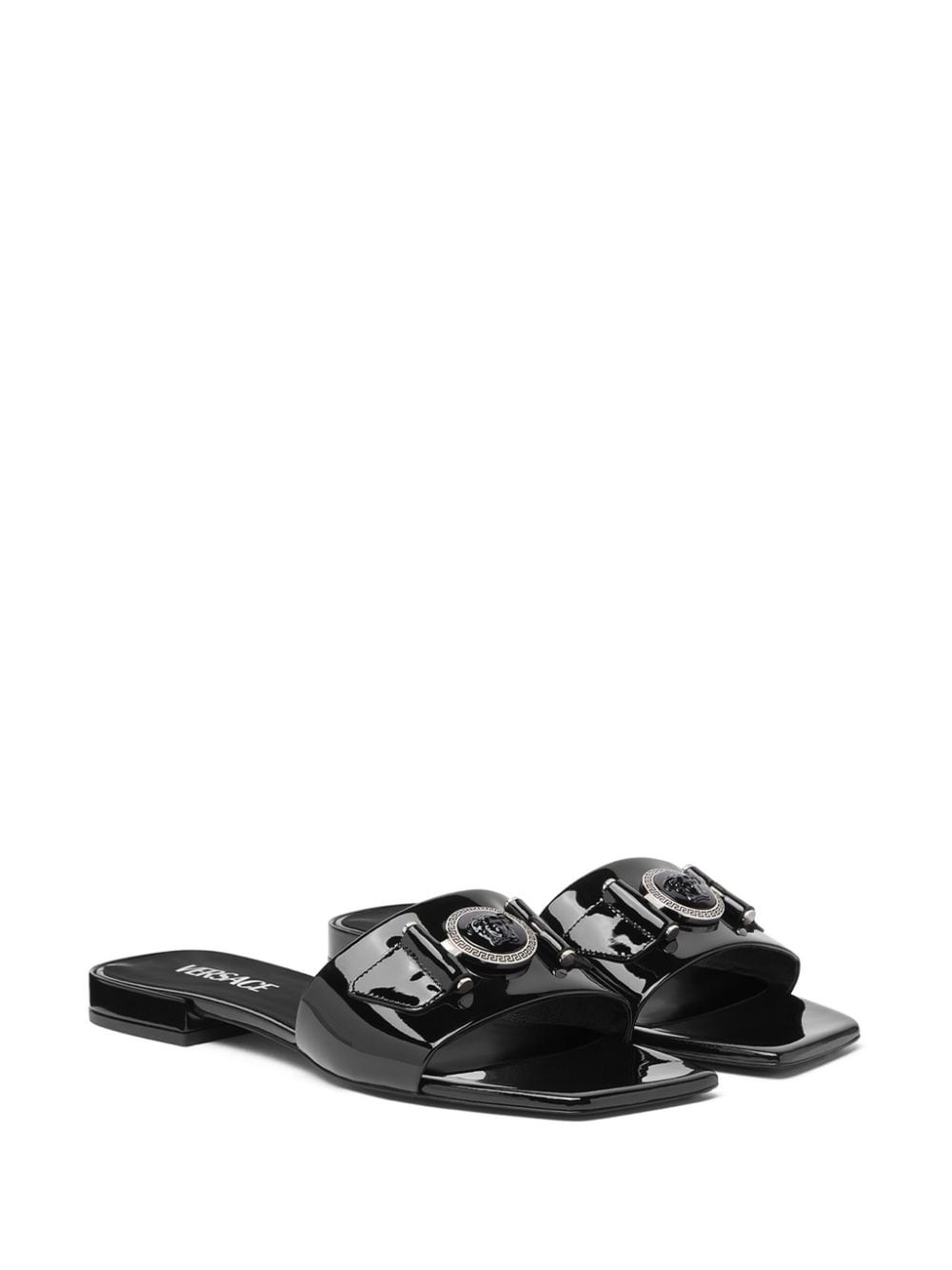 Medusa patent-finish leather sandals - 2