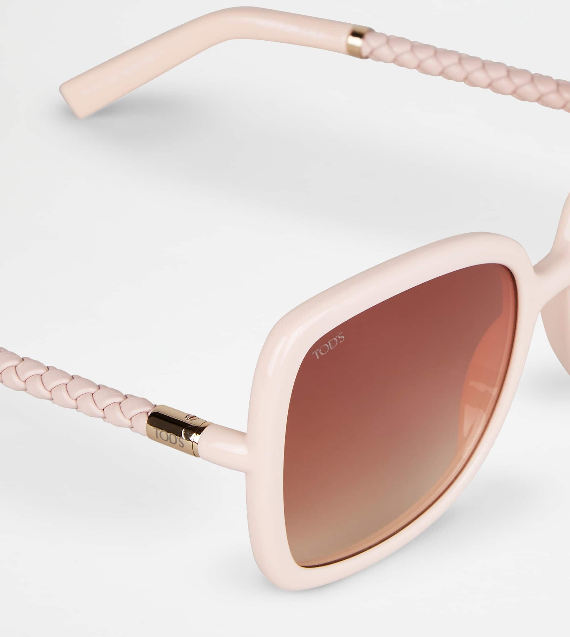 SUNGLASSES WITH TEMPLE IN LEATHER - PINK - 4