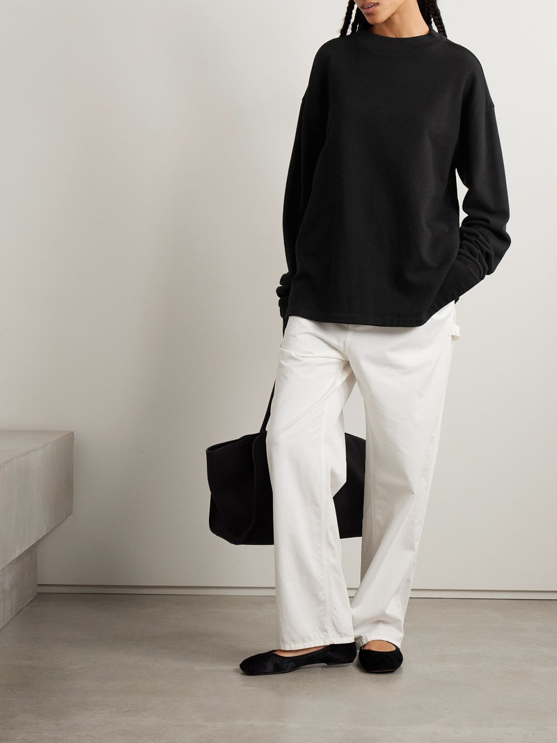 The Row Amira cotton and cashmere-blend jersey sweater Black outlook