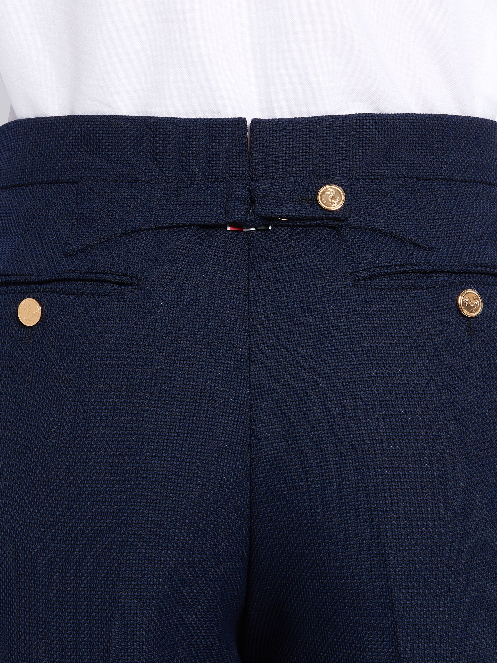 Navy Wool Hopsack School Uniform Weave Classic Short - 6