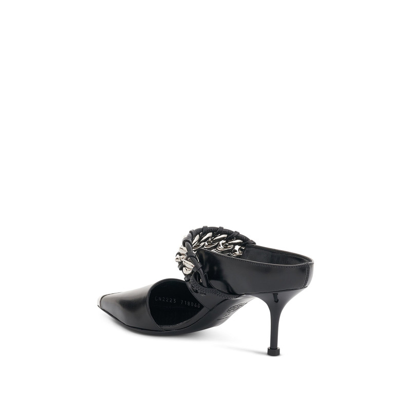 Alexander McQueen Chain Link Leather Pumps in Black/Silver outlook