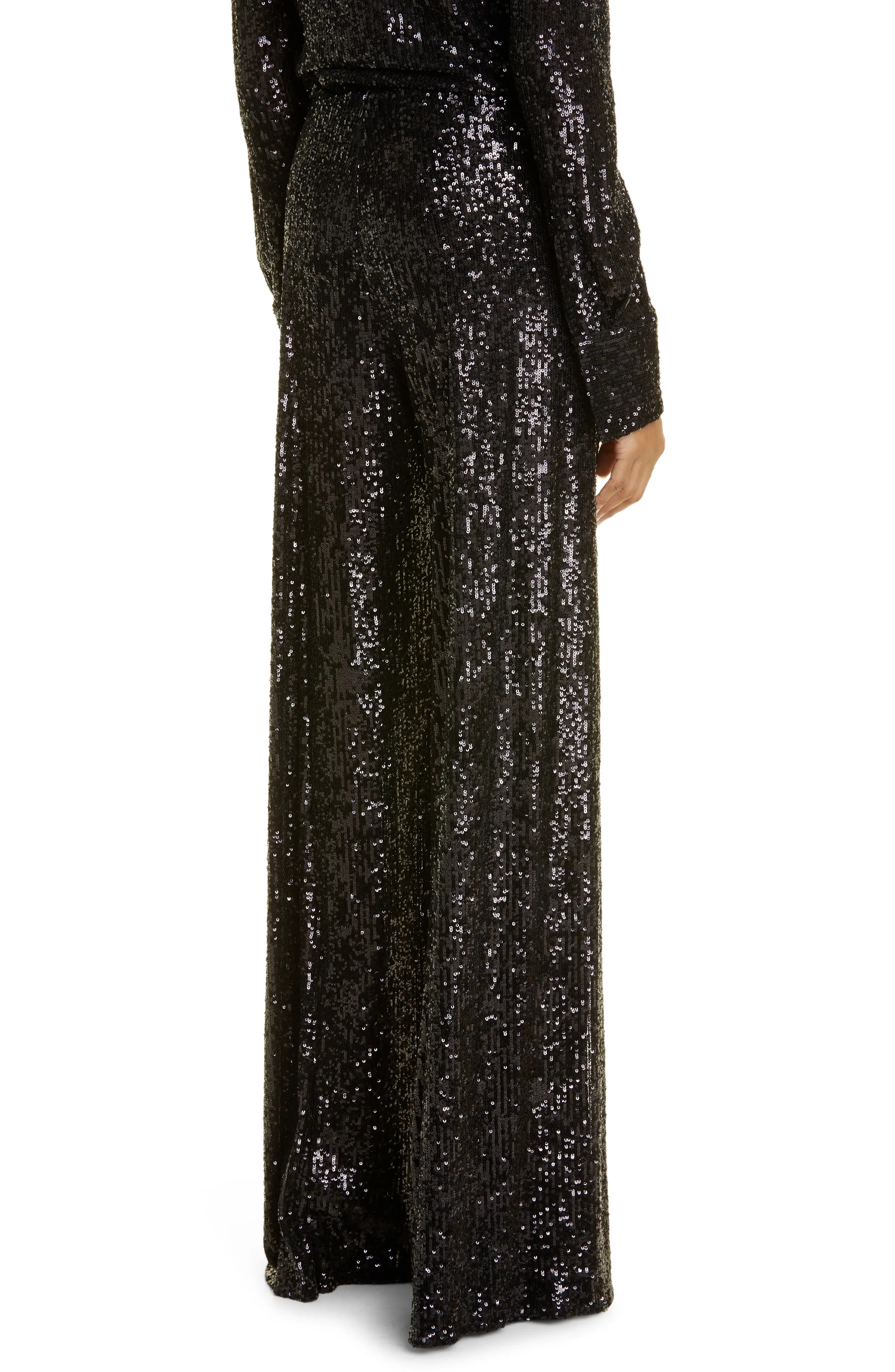 Open Side Sequin Wide Leg Pareo Pants - 3