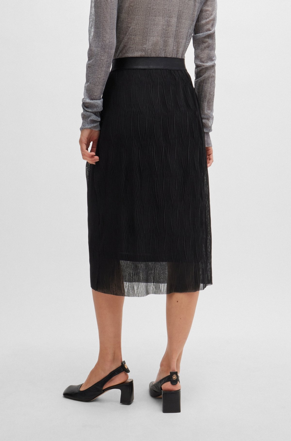 STRETCH-TULLE SKIRT WITH WAVY PLISSÉ PLEATS - 4