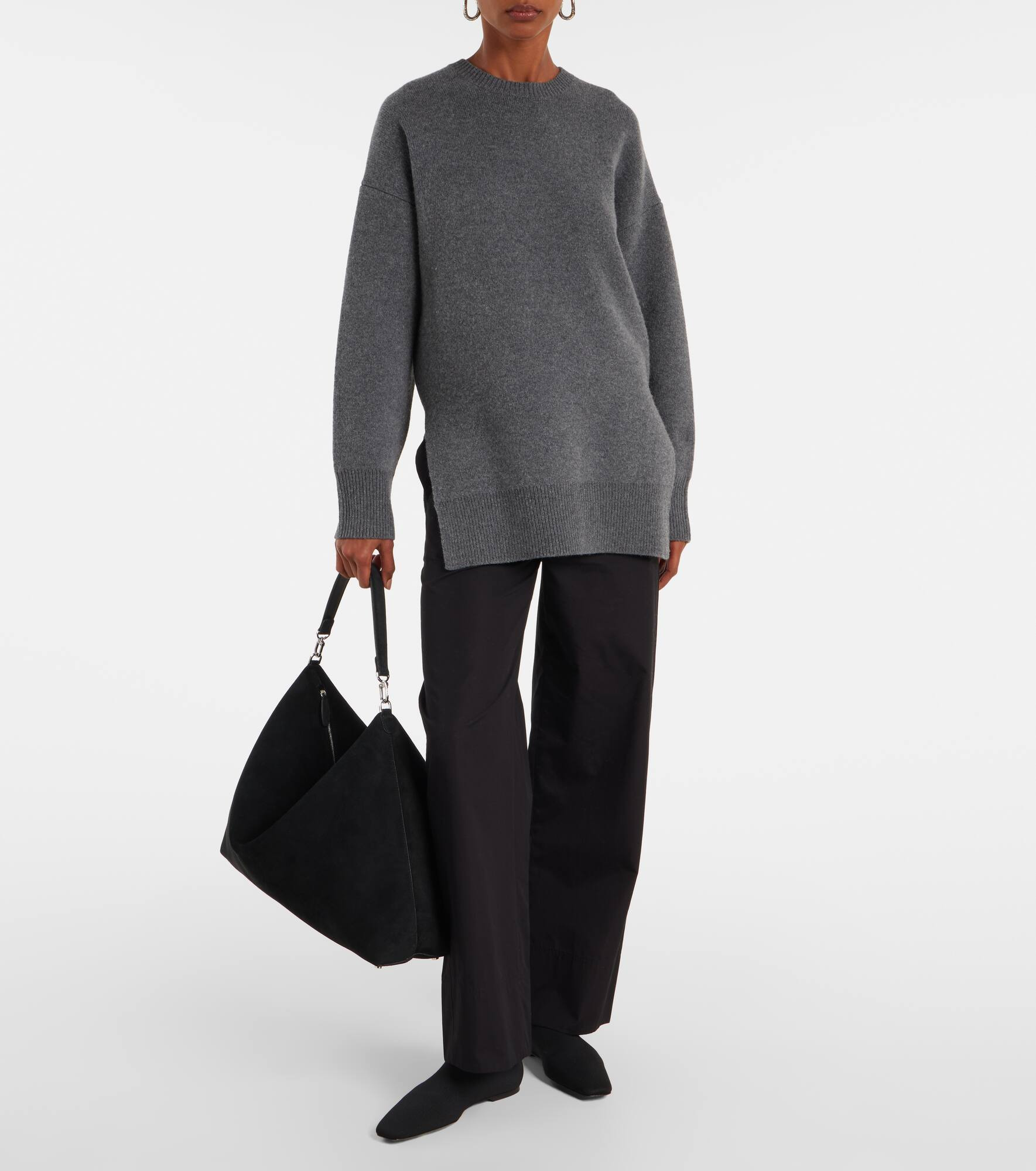 Bevel suede tote bag - 5