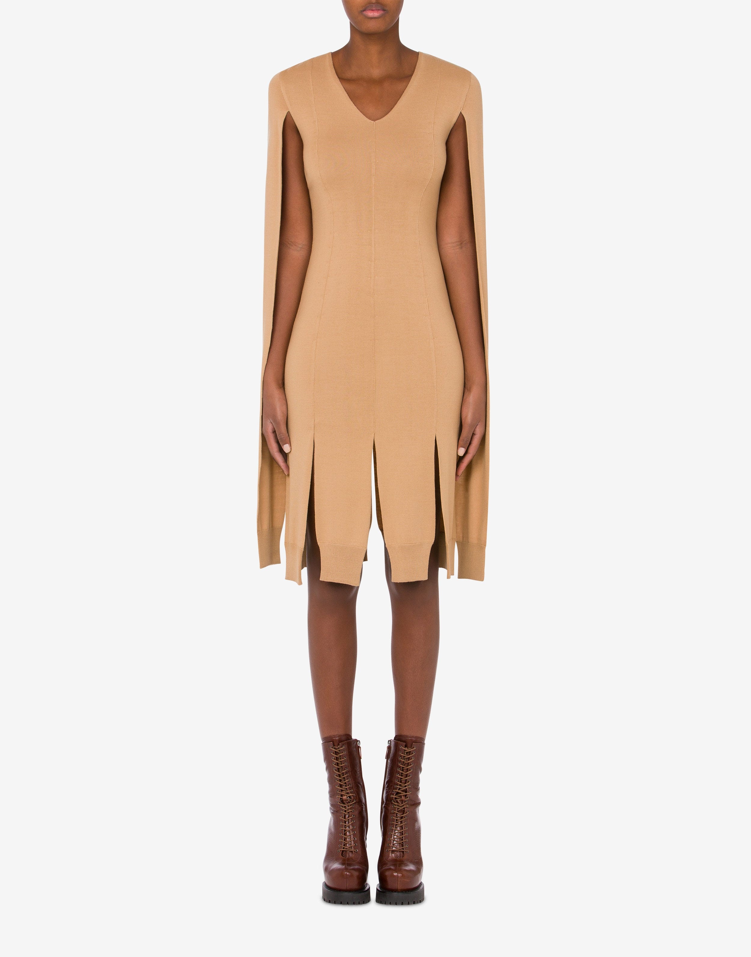 WOOL DRESS WITH CAPE SLEEVES - 2