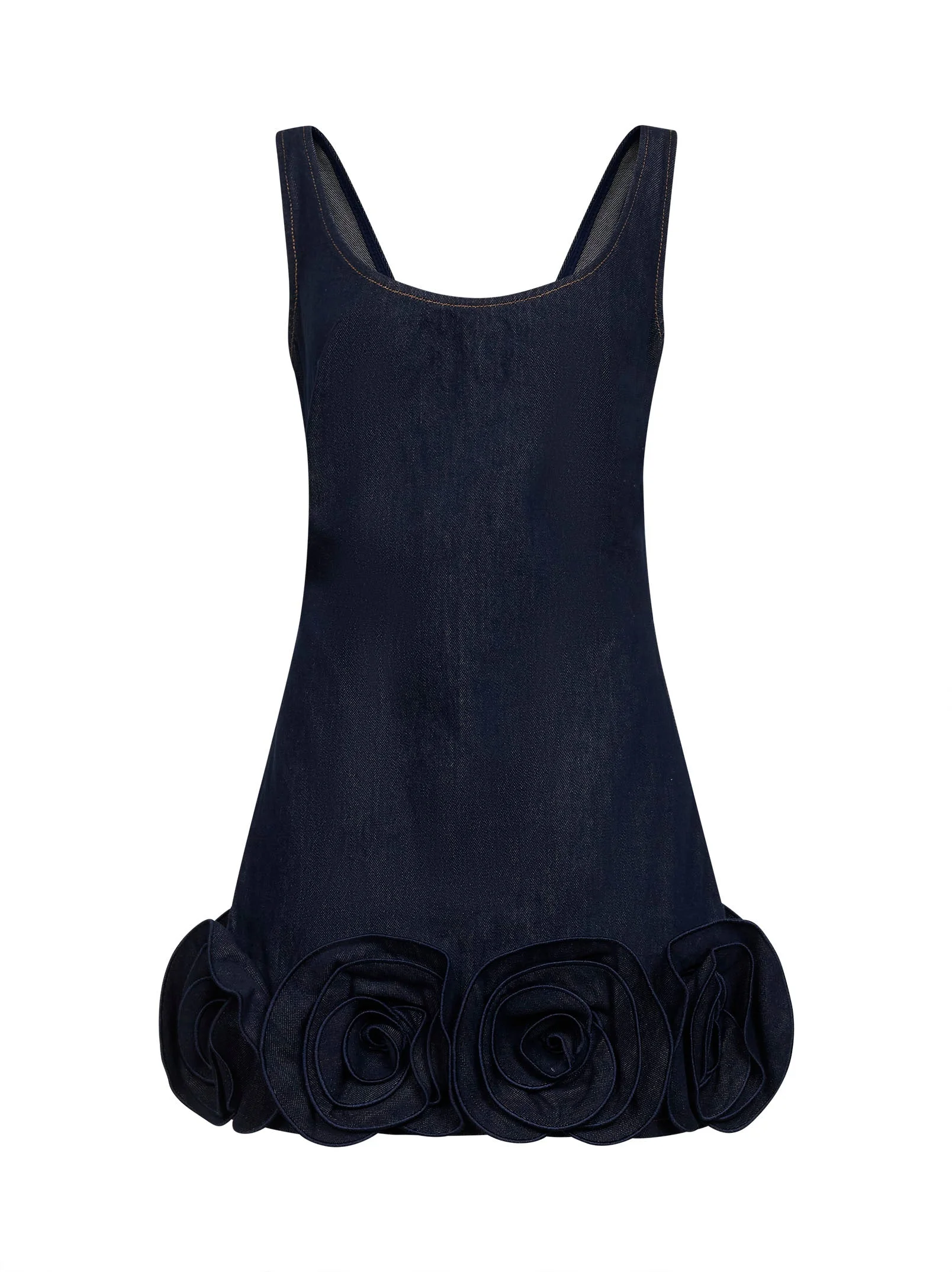 Blue denim 3D flowers mini dress - 1