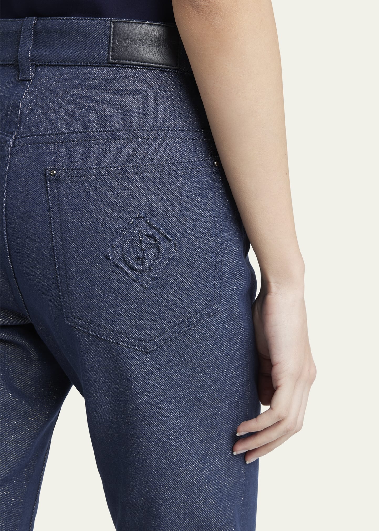 Bootleg Denim Jeans with Logo Embroidery - 5