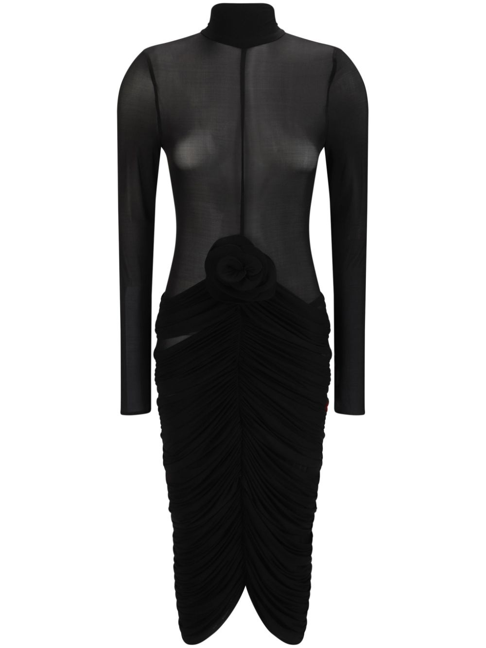 sheer high-neck midi dress - 1
