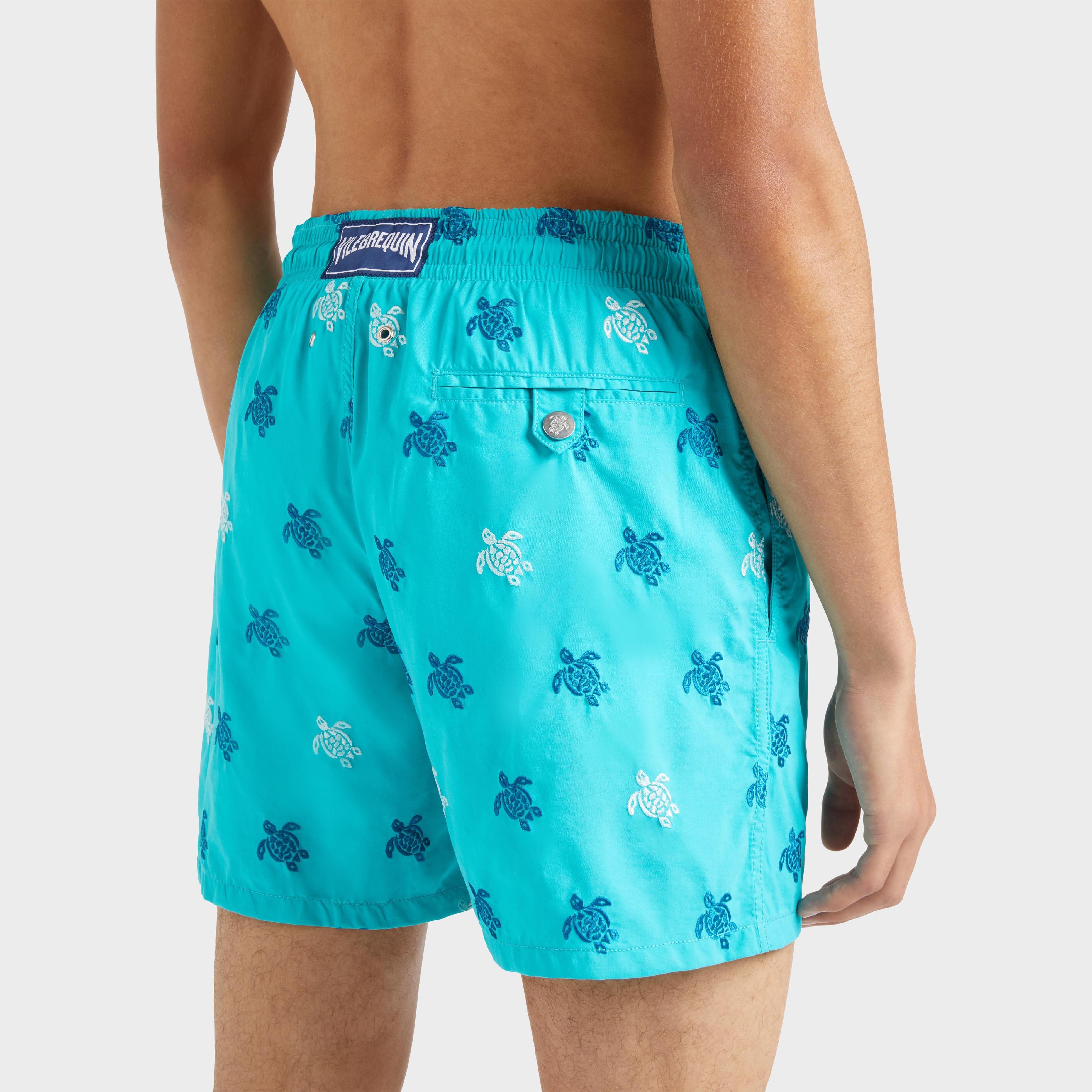 Men Swim Trunks Embroidered Micro Ronde des Tortues Diagonale - Limited Edition - 6