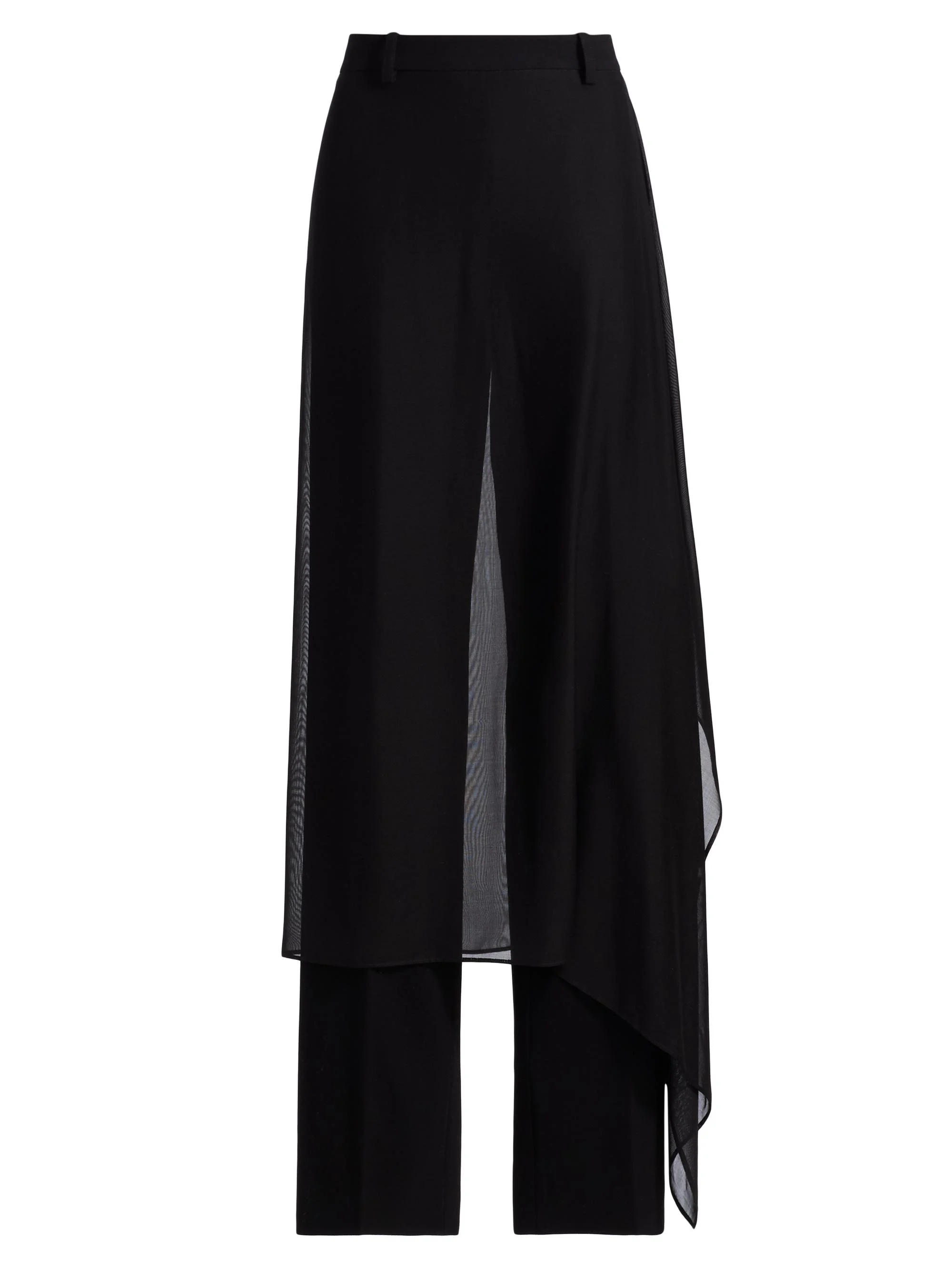 Women's Veiled Wool Crepe Trousers - Black - 1