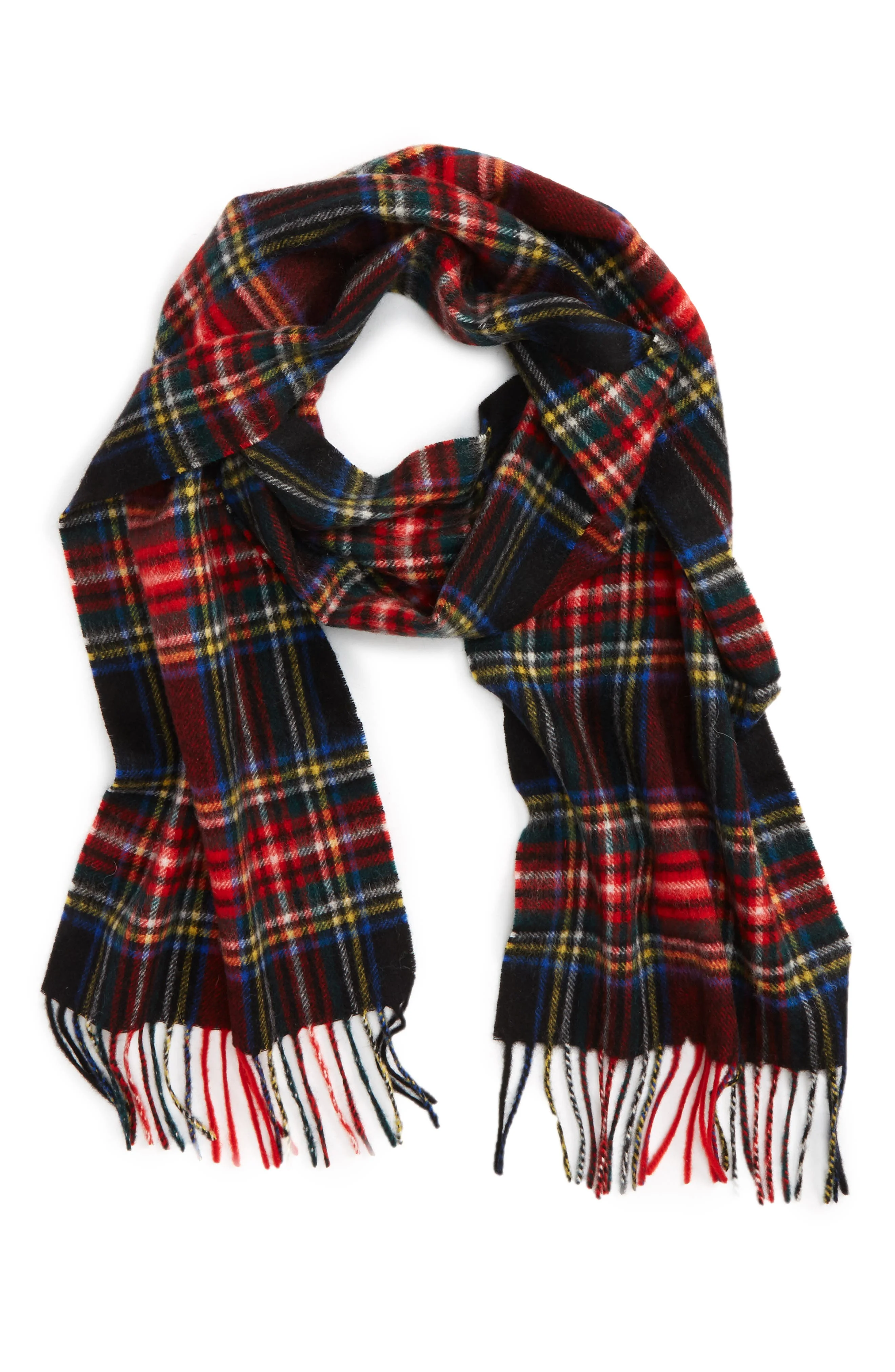 Barbour New Check Lambswool & Cashmere Scarf in Black Stewart at Nordstrom - 1