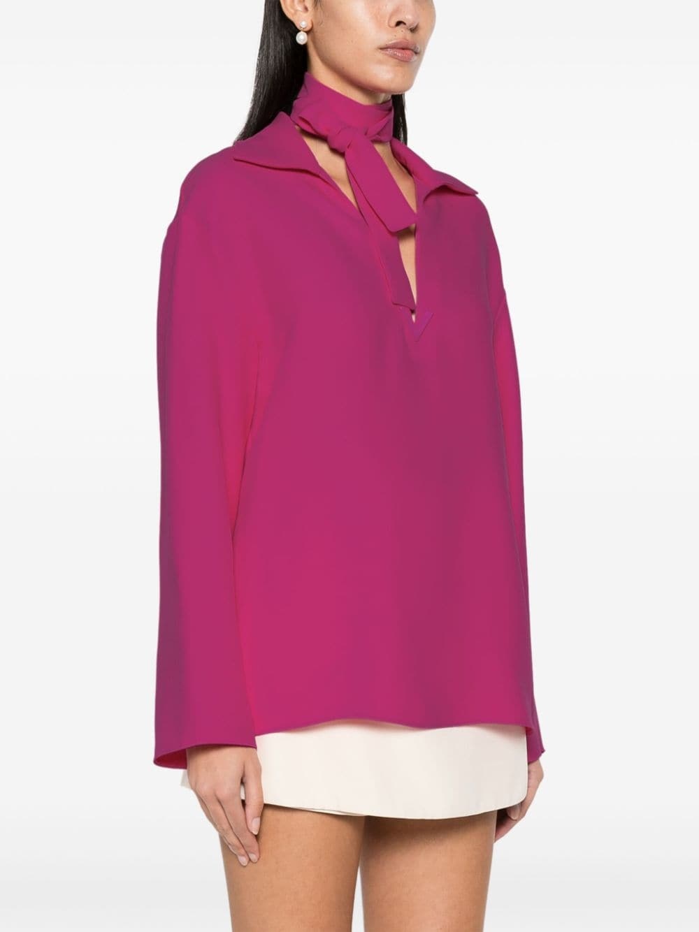 V-logo silk blouse - 3