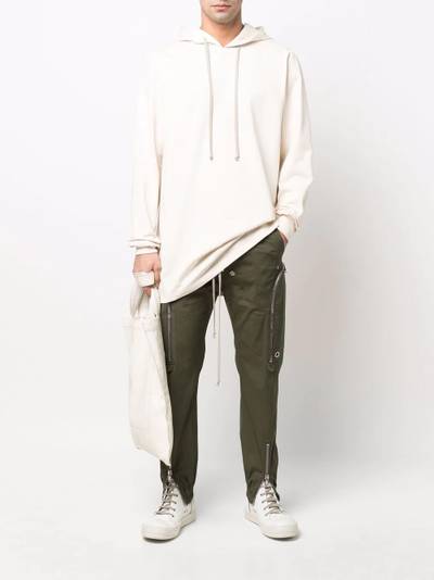 Rick Owens long-line cotton hoodie outlook