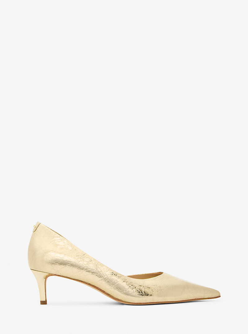 Elyse Crackled Metallic Leather Kitten Pump 3