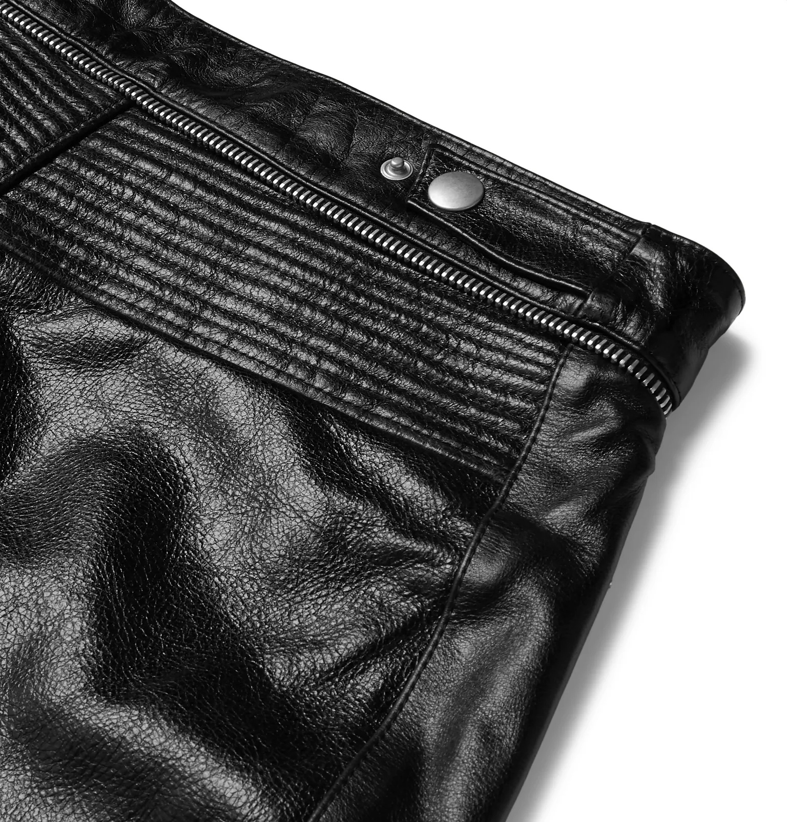 Slim-Fit Glossed Full-Grain Leather Trousers - 5