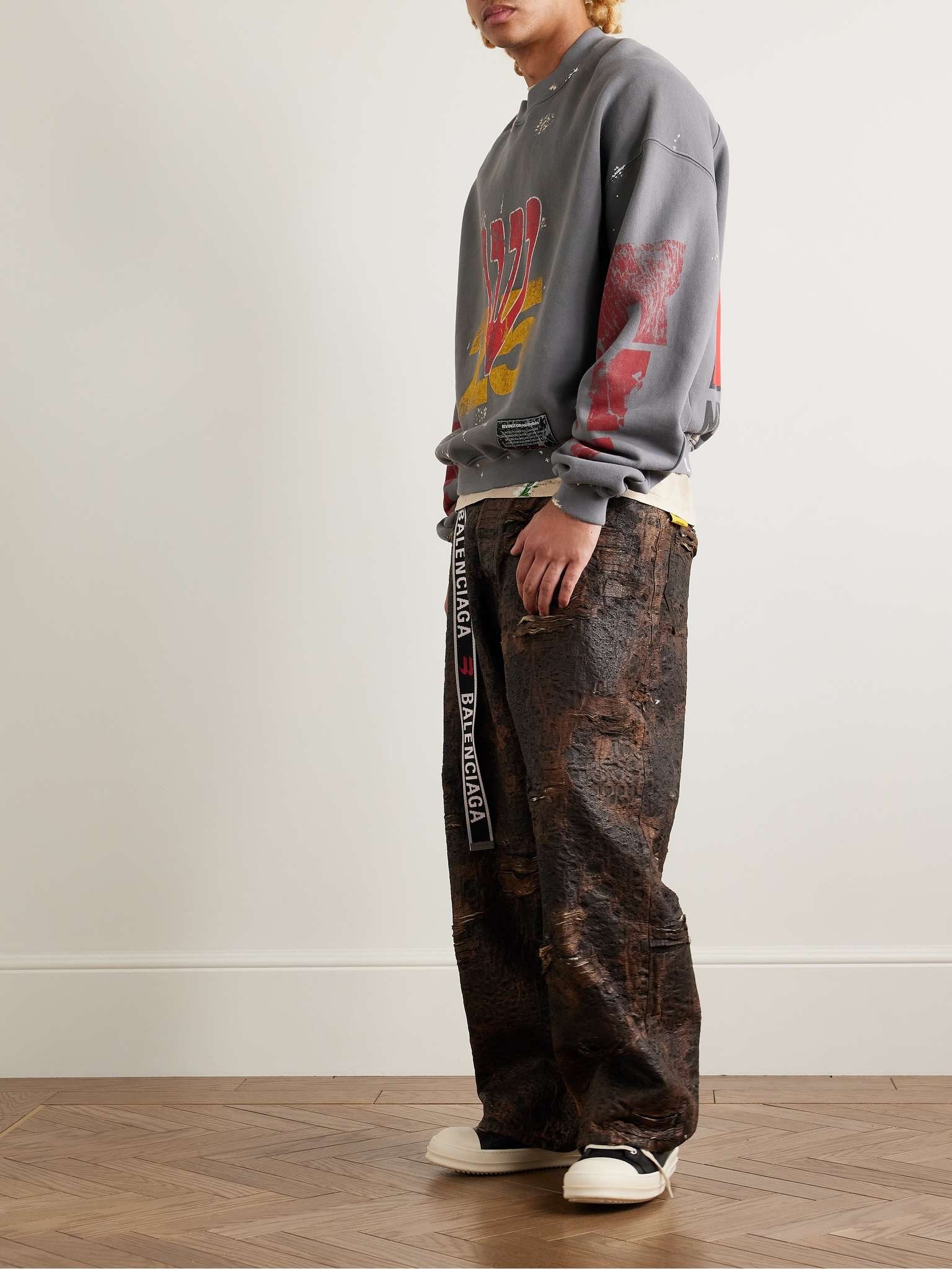 Love Stuff Paint-Splattered Printed Cotton-Jersey Sweatshirt - 2