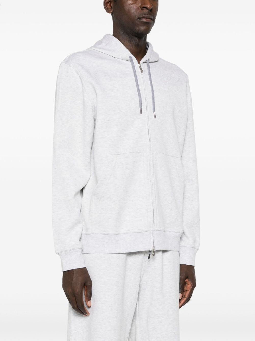Brunello Cucinelli Men Cotton, Cashmere And Silk French Terry Double Cloth Hooded Sweatshirt With Zi - 5