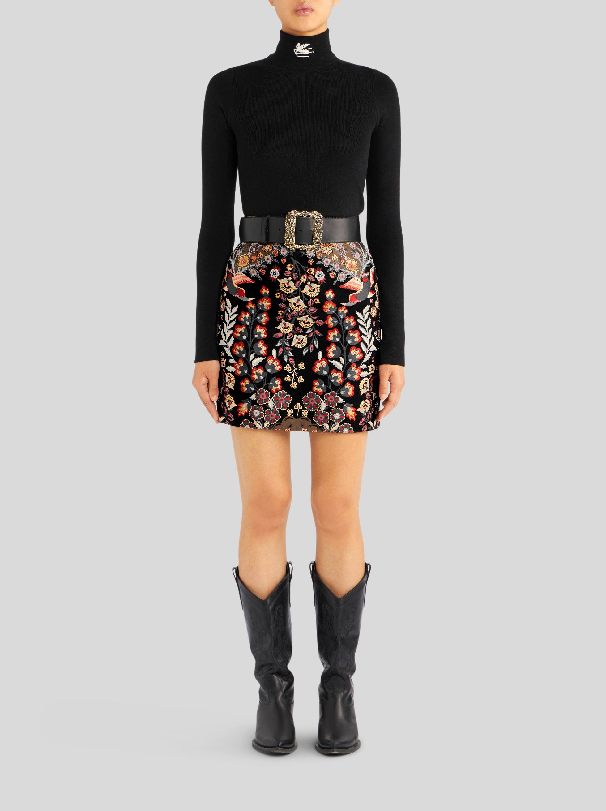 FLORAL JACQUARD SKIRT - 3