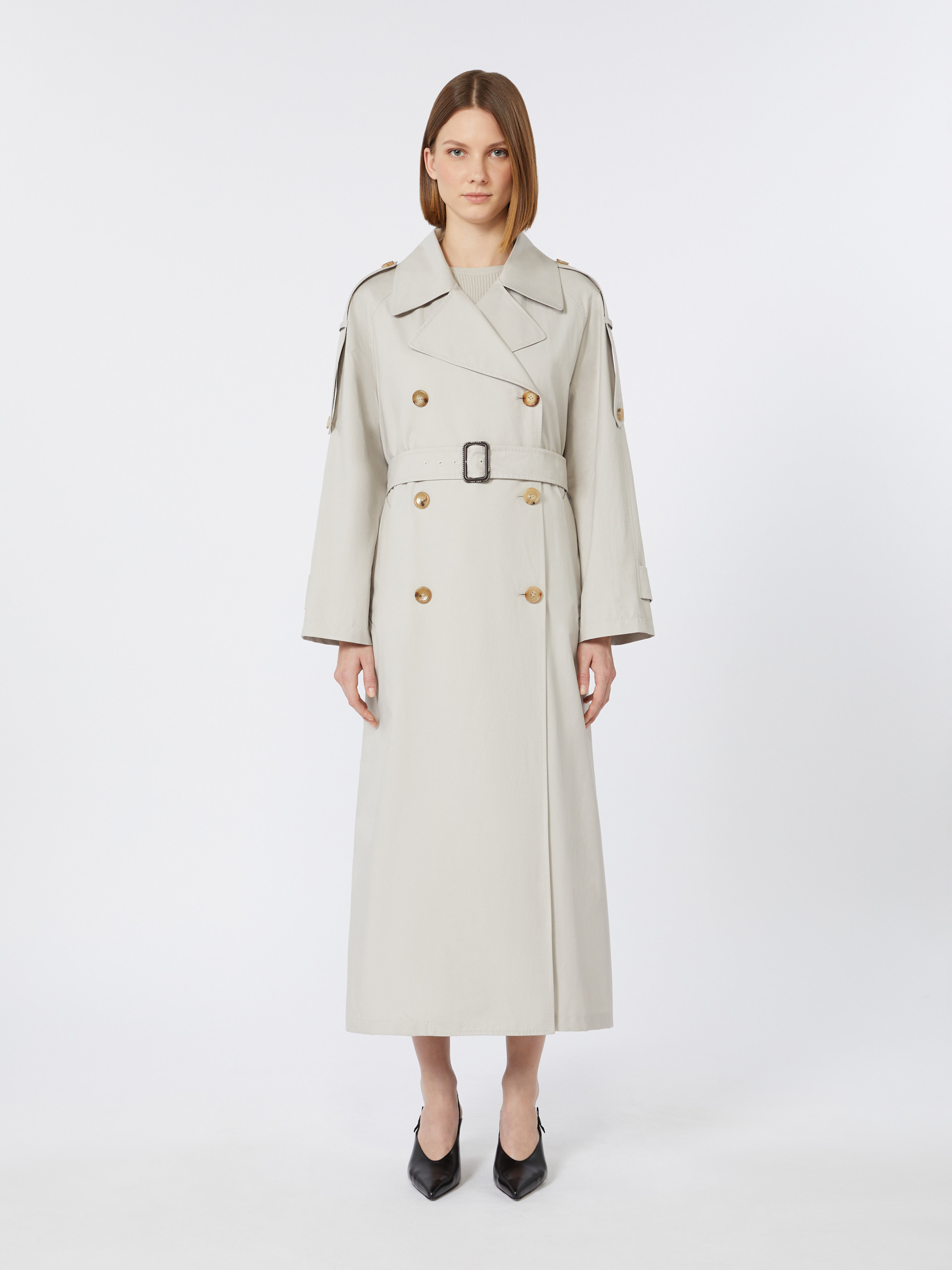 FELIPE Long double-breasted trench coat in water-repellent cotton twill - 3