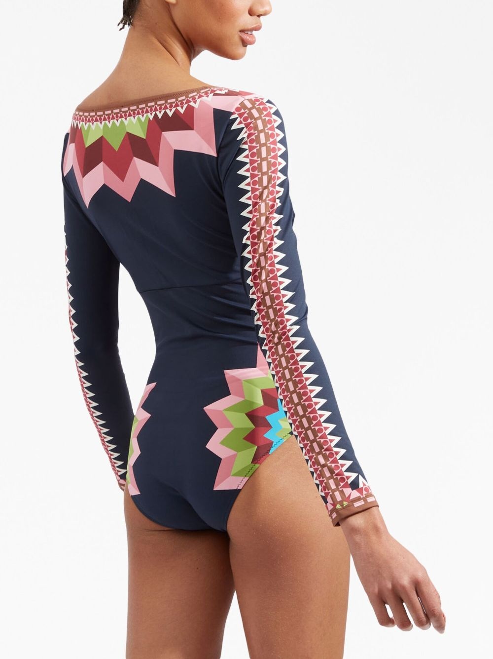 Sunset geometric-print one-piece - 4