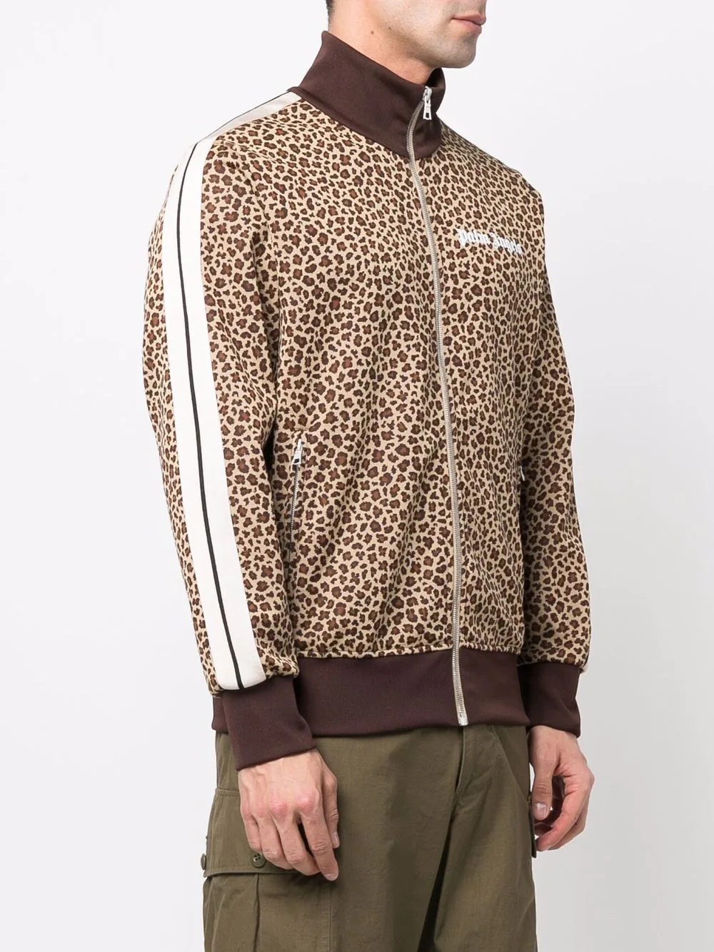 leopard jacquard zipped jacket - 3