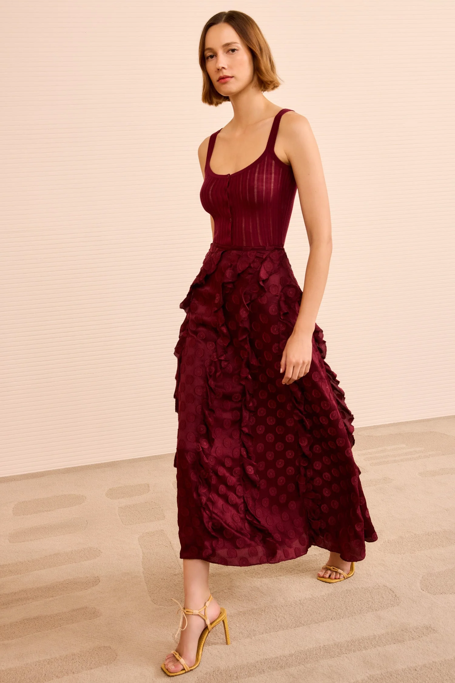 Poppy Cascading Ruffle Midi Skirt - 1