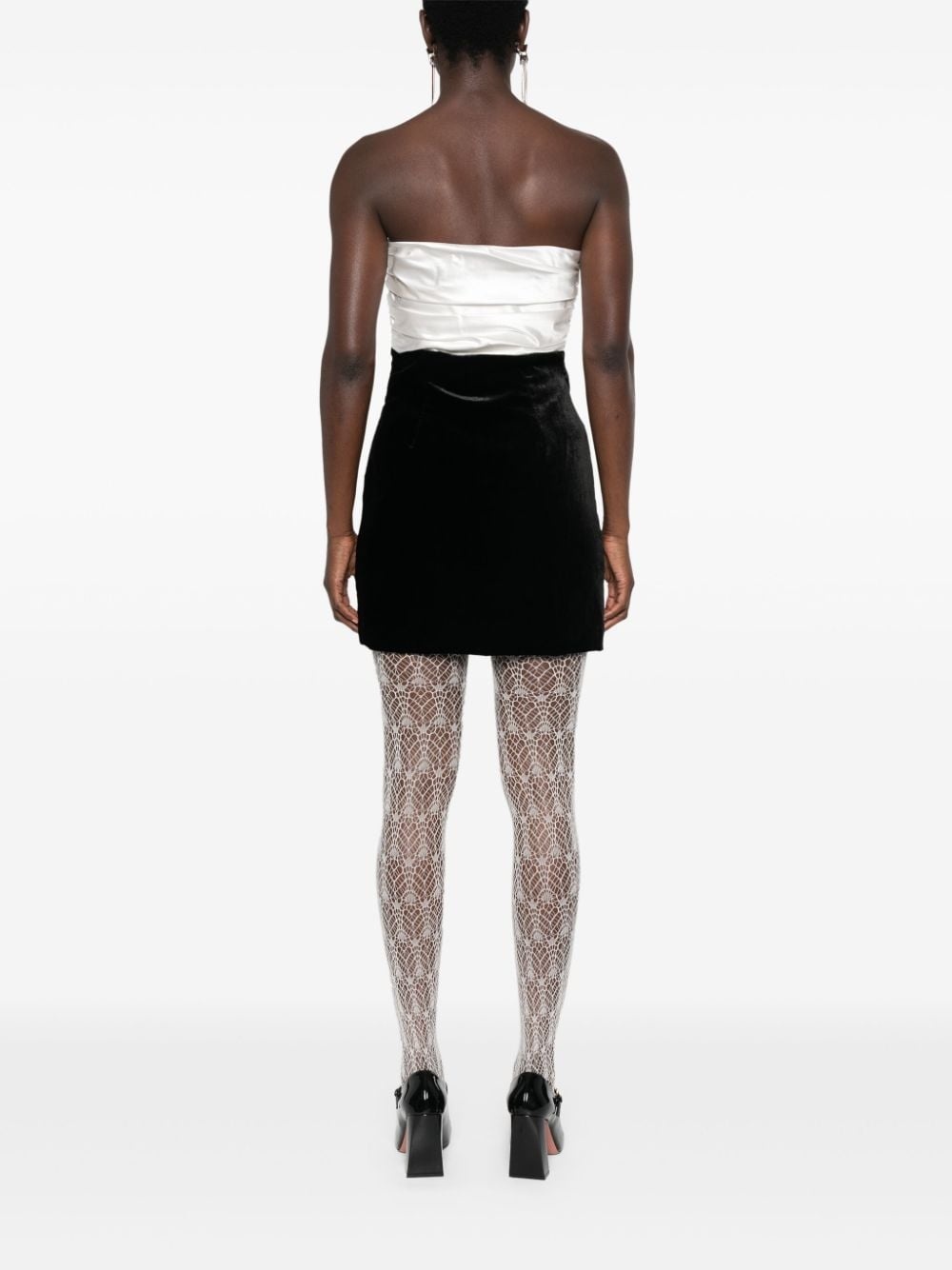 bow-detailed velour mini dress - 4