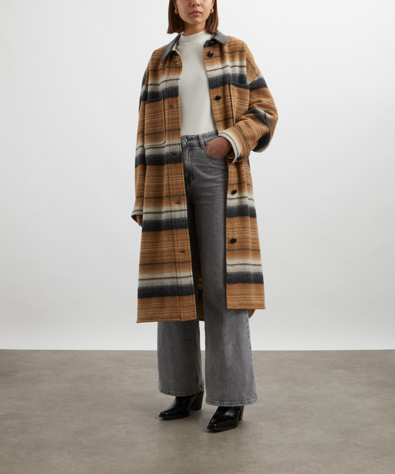 Isabel Marant Étoile Djila Striped Wool Overshirt Coat outlook