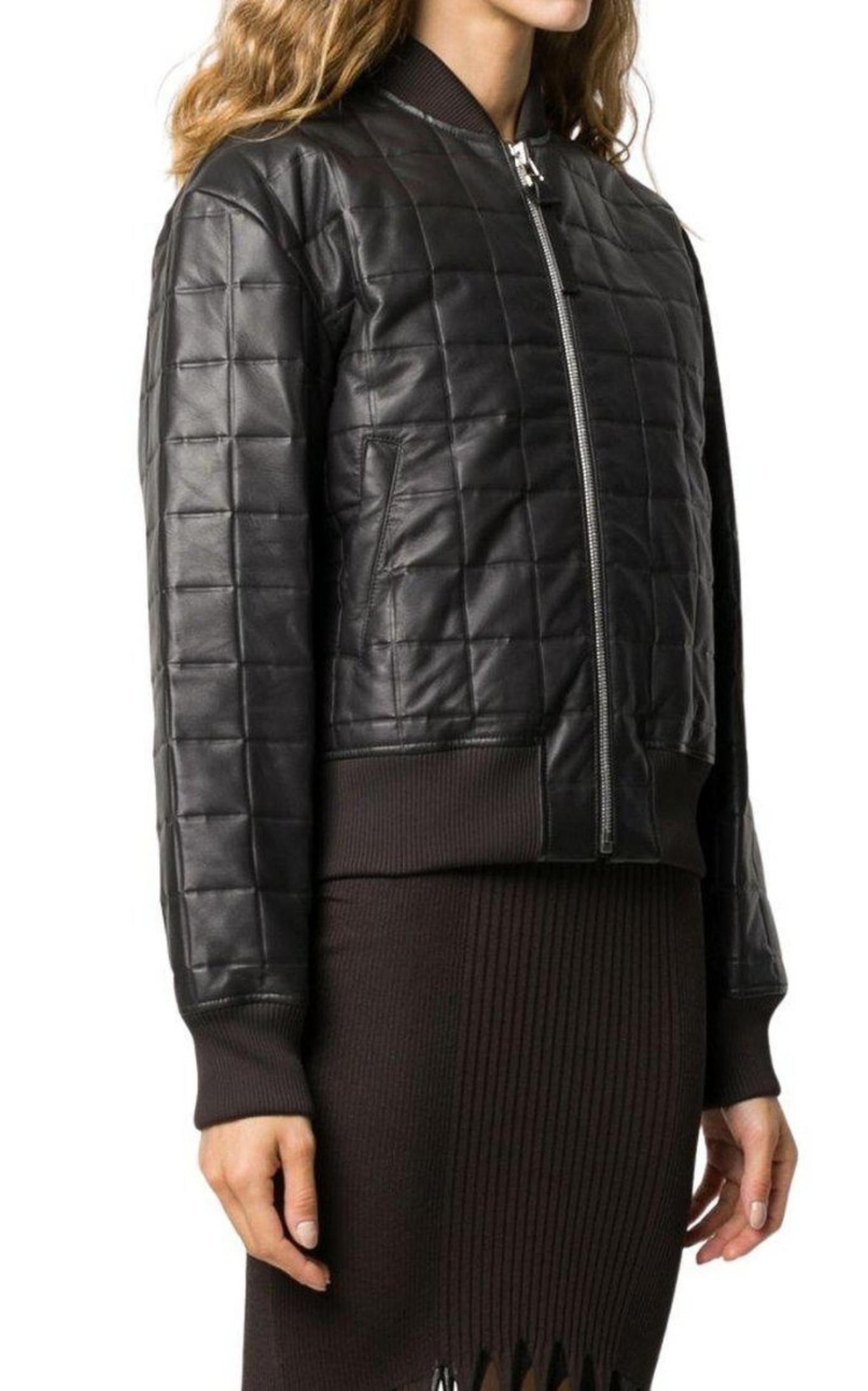 Quilted Leather Bomber Jacket - 3