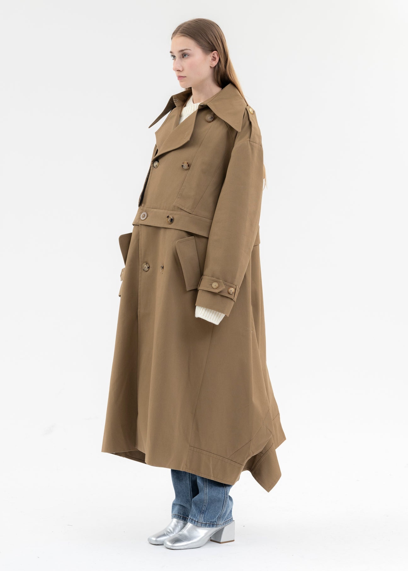 KHAKI DETACHABLE TRENCH COAT - 6