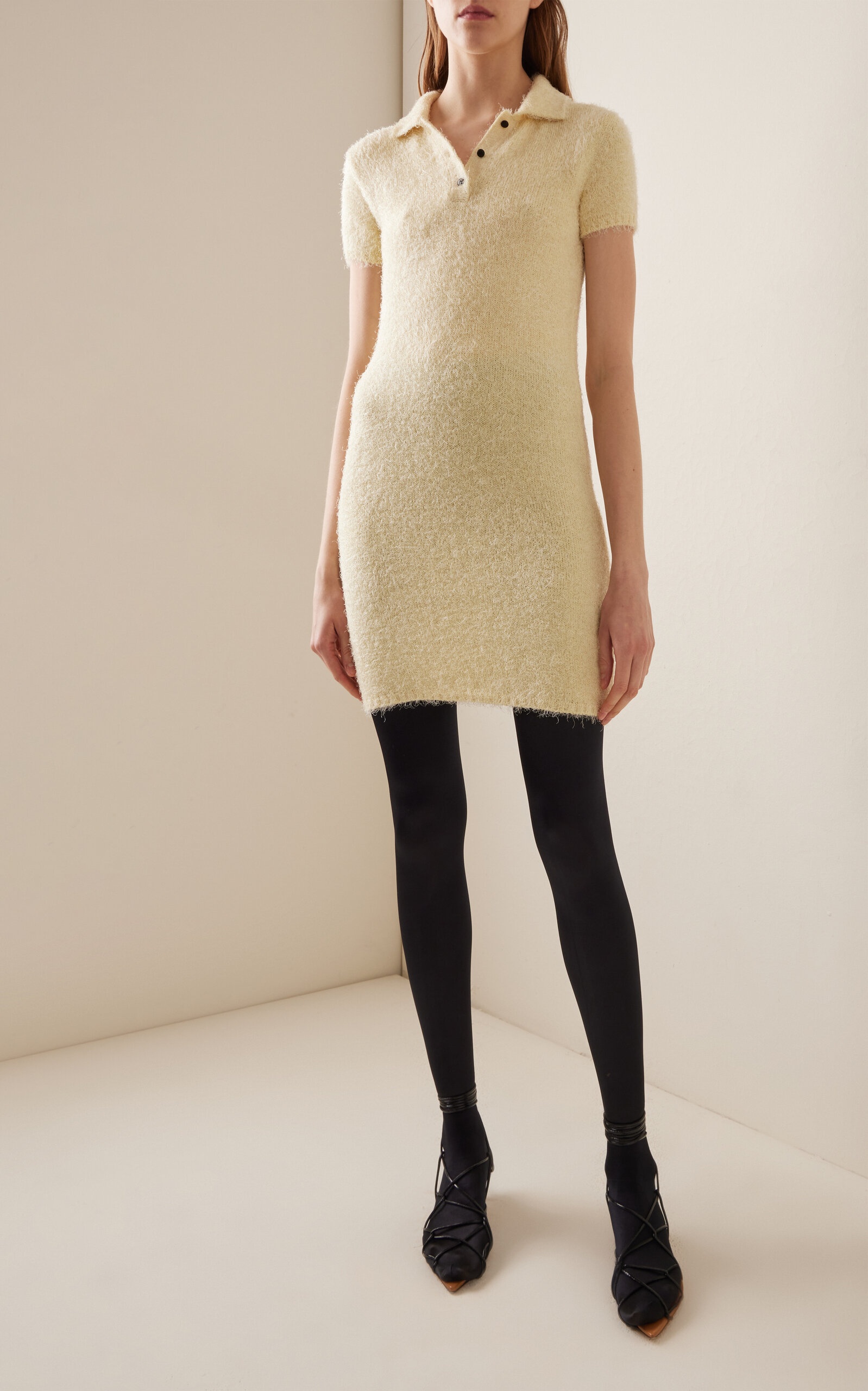 Graciela Knit Silk-Cashmere Polo Mini Dress yellow - 2