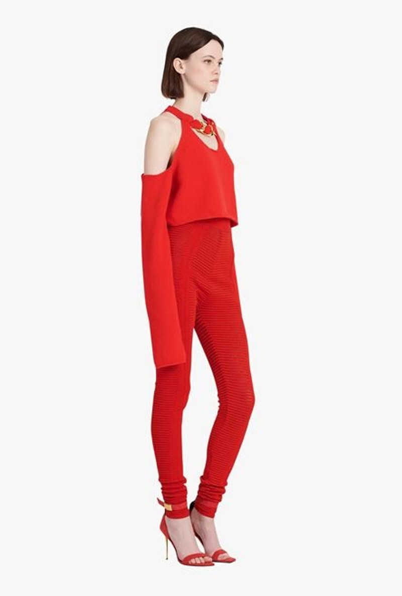 Red knit leggings 7