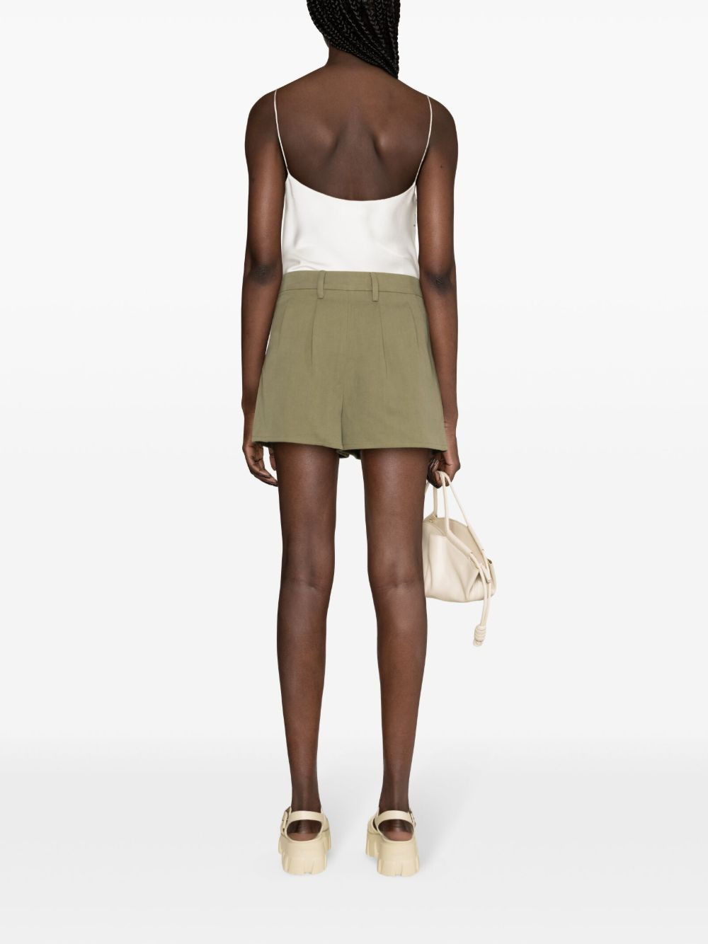 belted cotton-blend shorts - 4