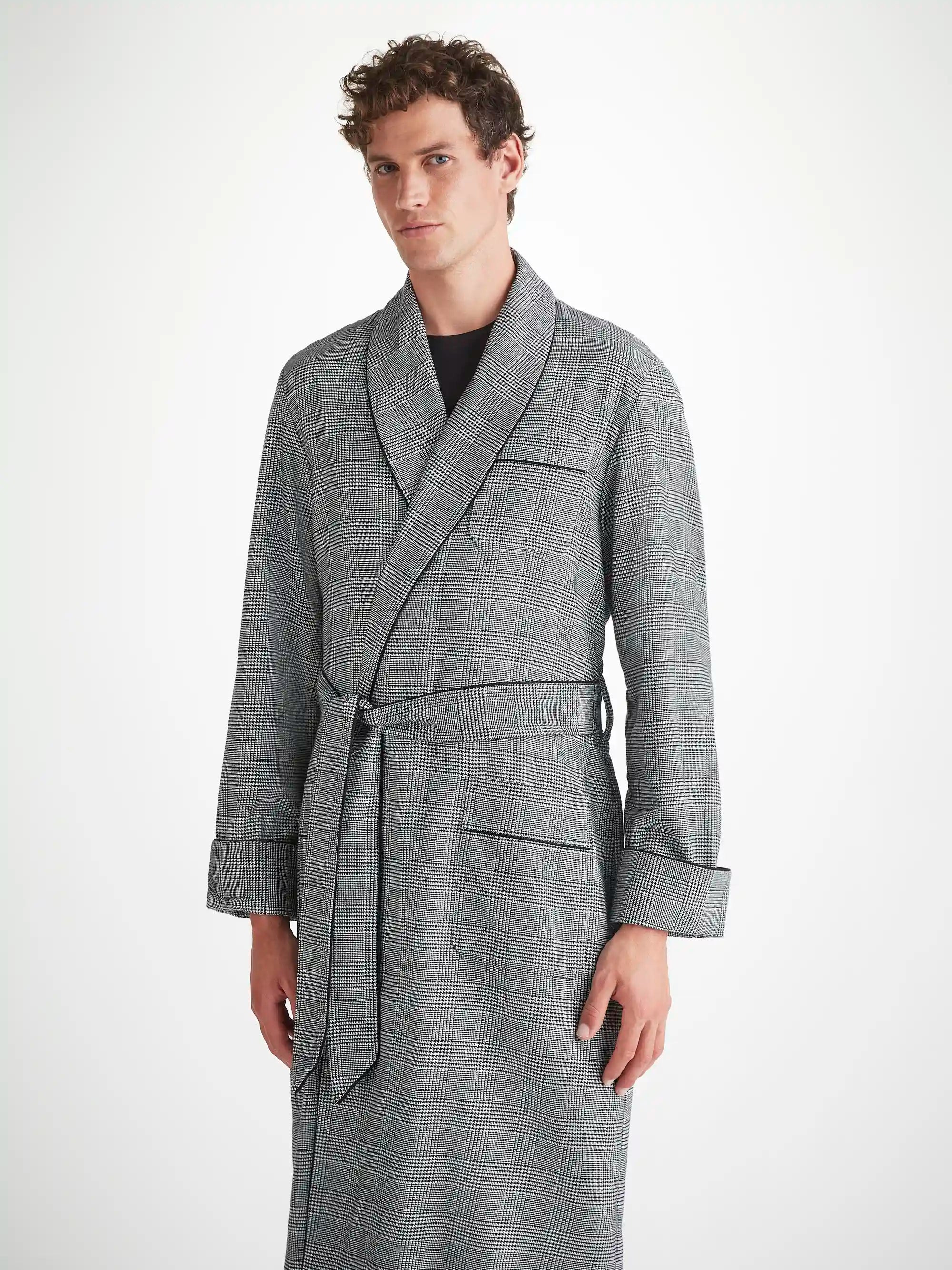 Men's Robe Kelburn 42 Brushed Cotton Black - 5