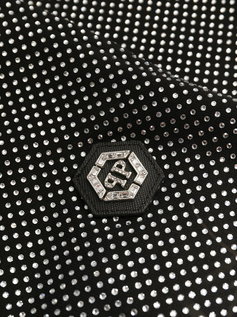 glitter-effect slim-fit trousers 7