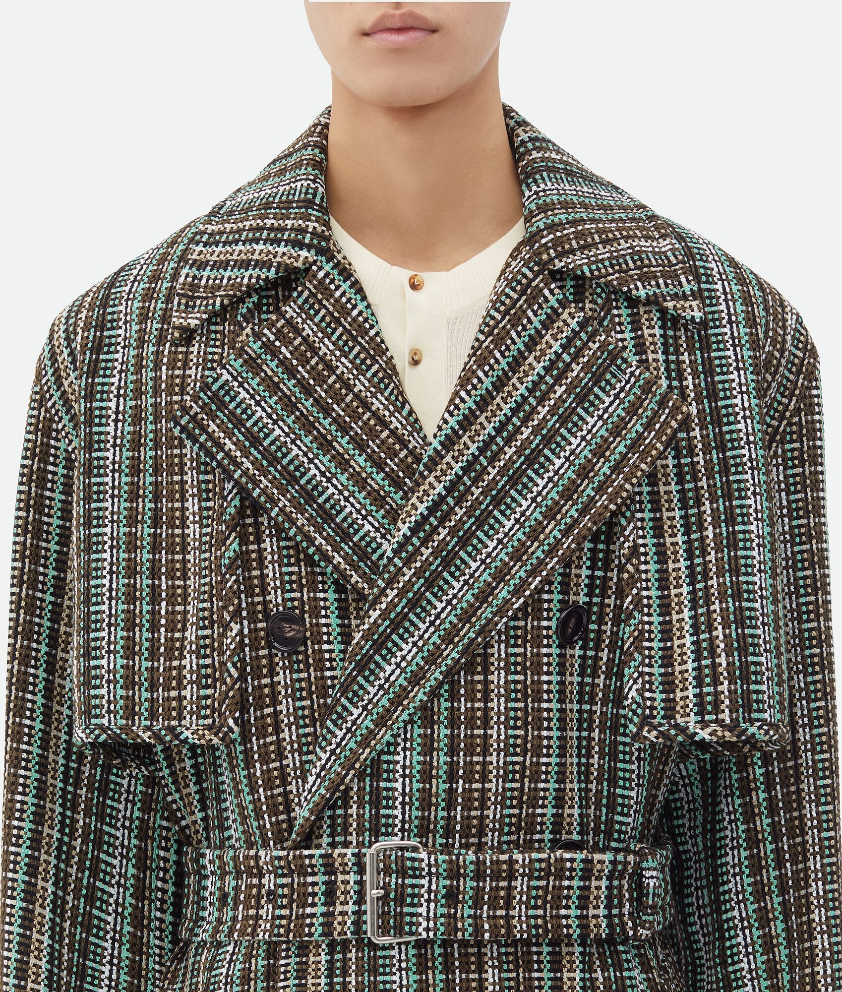 Cotton Check Trench Coat - 5