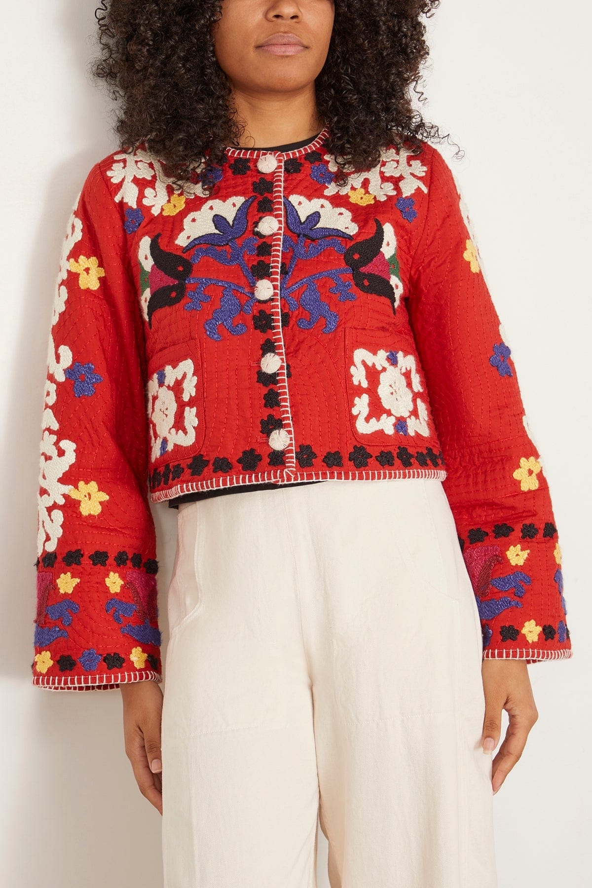 Catrine Applique Jacket in Red - 3