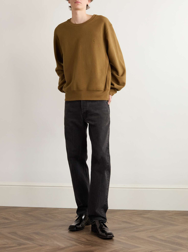 SAINT LAURENT Logo-Embroidered Cotton-Jersey Sweatshirt outlook