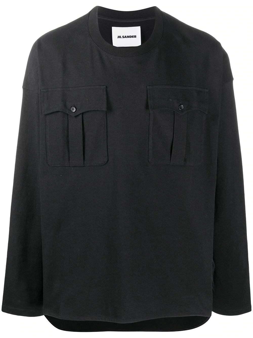 flap pockets long-sleeve T-shirt - 1