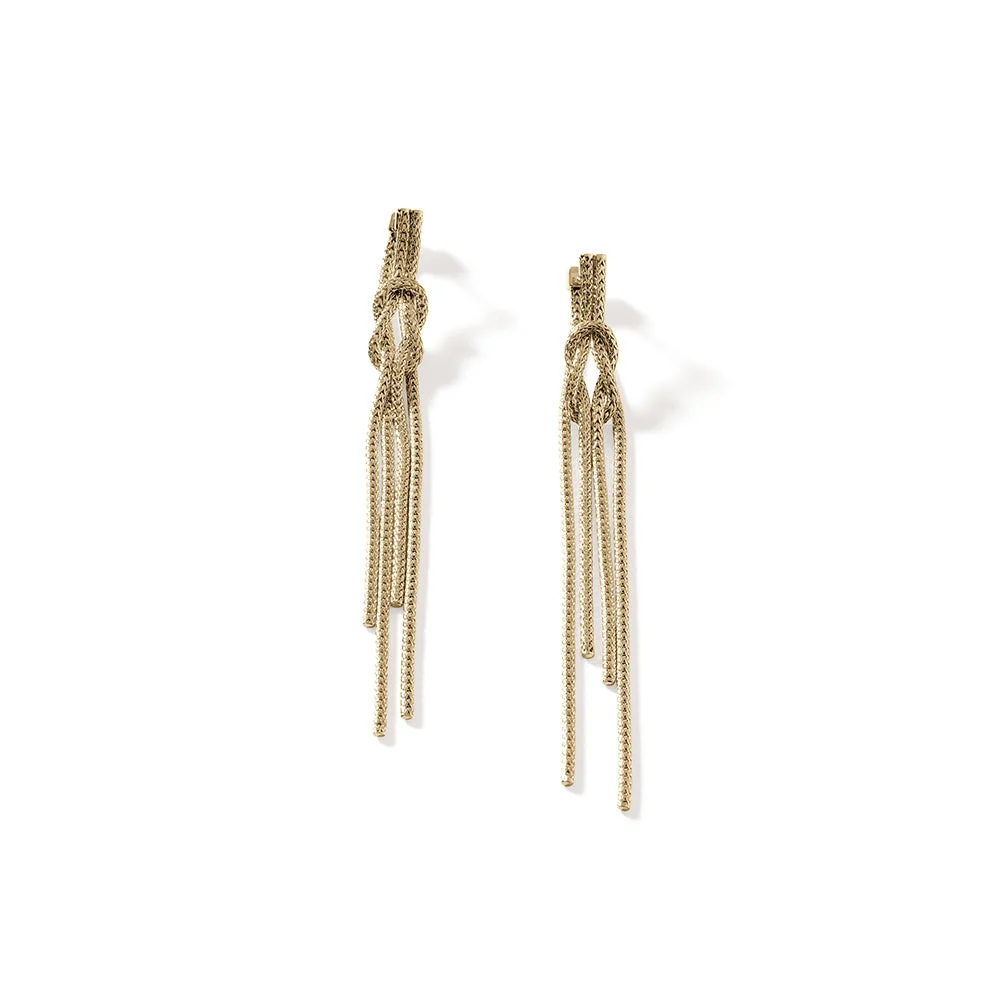Love Knot Drop Earrings, Gold - 1
