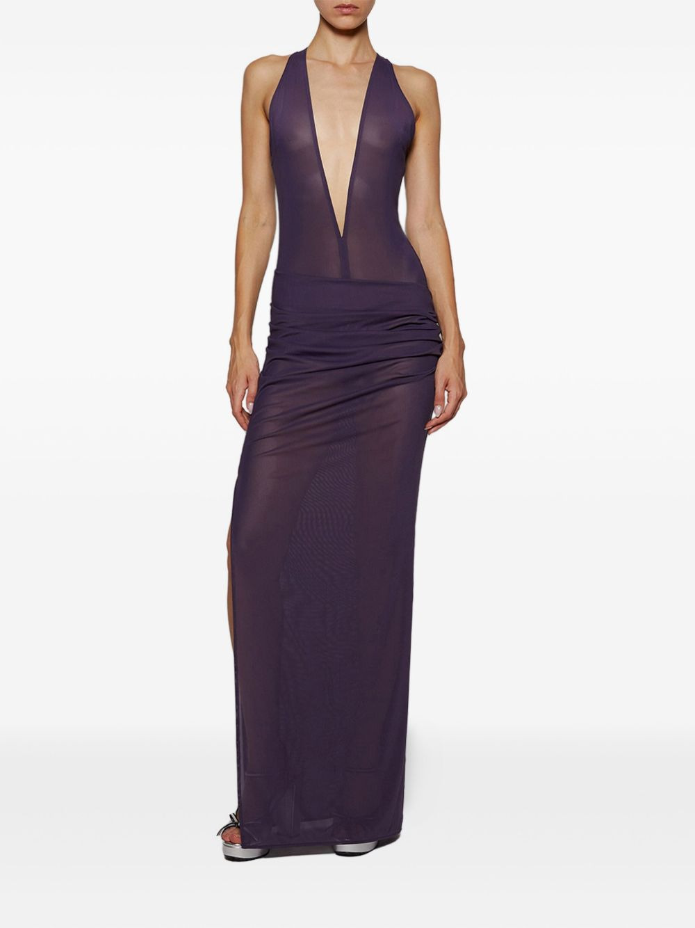 V-neck draped maxi dress - 2