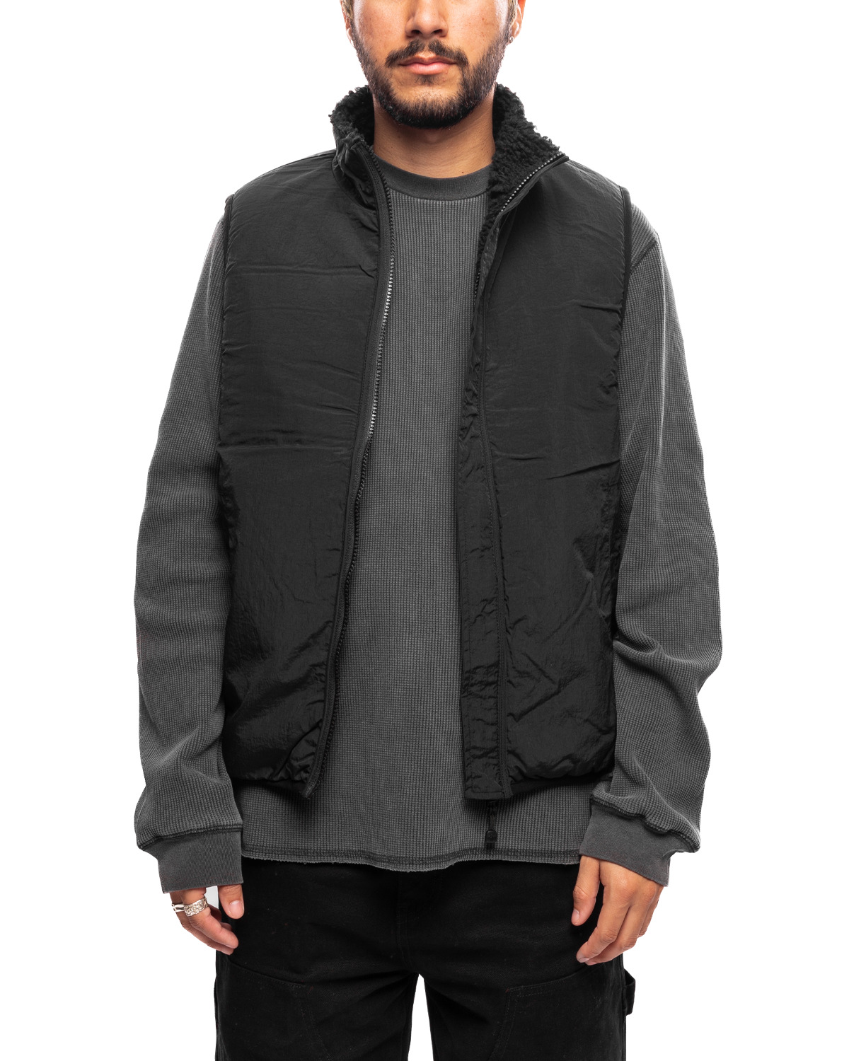 Sherpa Reversible Vest Stussy Block Sherpa Vest Black Stüssy