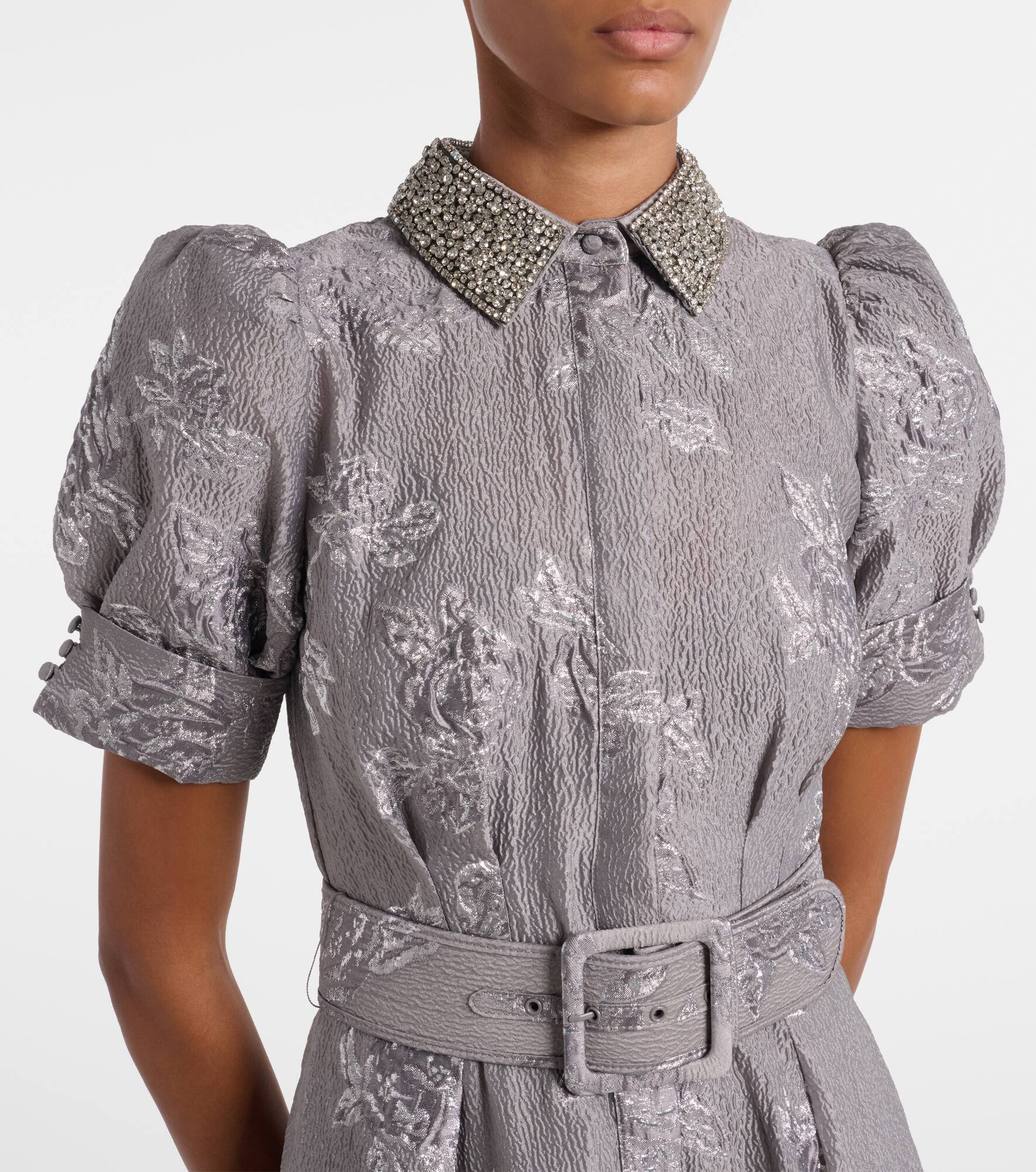 Ruth embellished belted brocade gown - 4