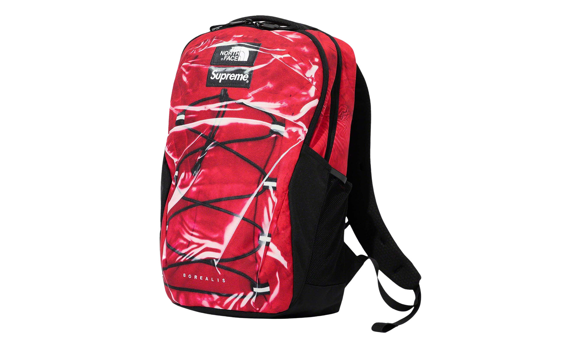 Printed Borealis Trompe L'oeil Backpack "The North Face - Red" - 3