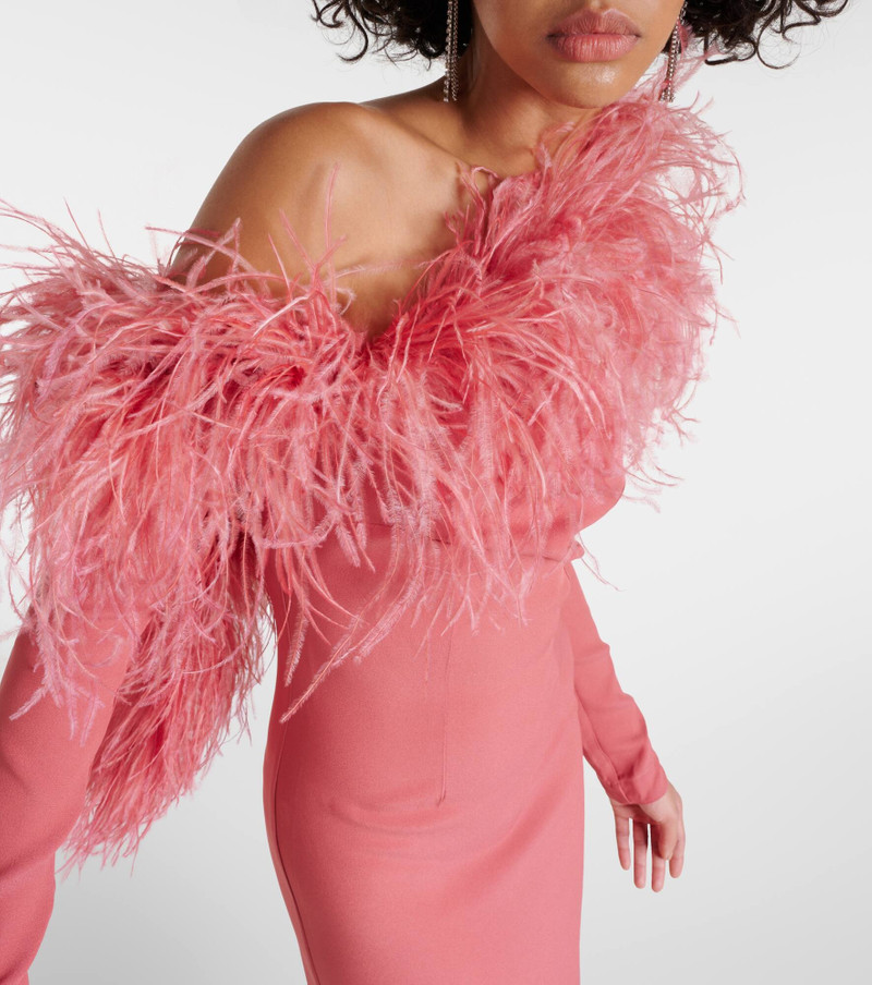 Garbo feather-trim maxi dress 4