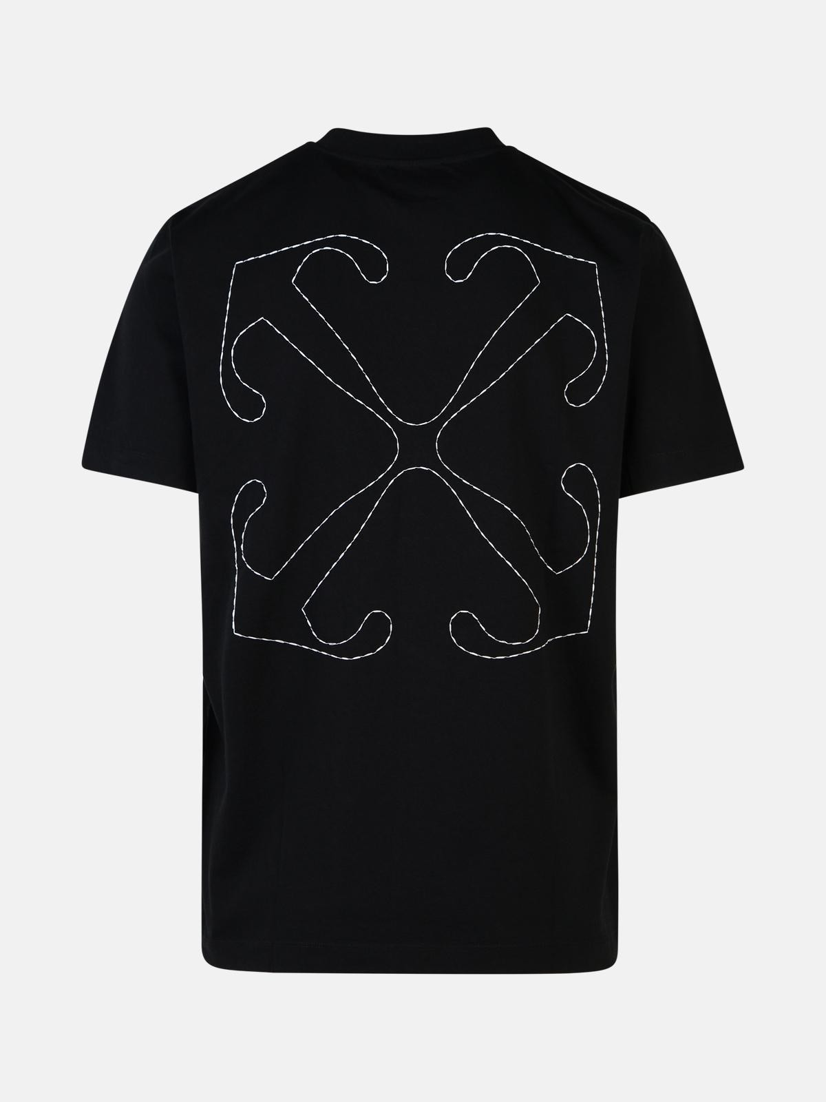 'STITCH ARROW' BLACK COTTON T-SHIRT - 3