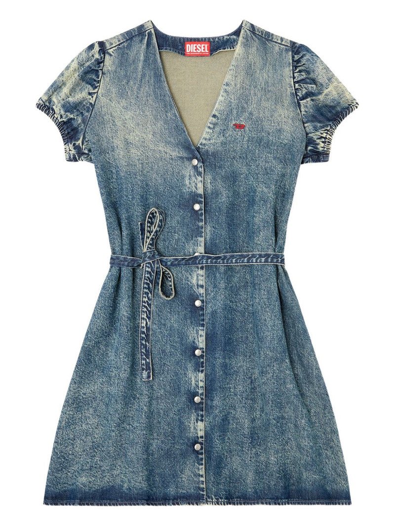 puff-sleeves buttoned-front mini day dress 1